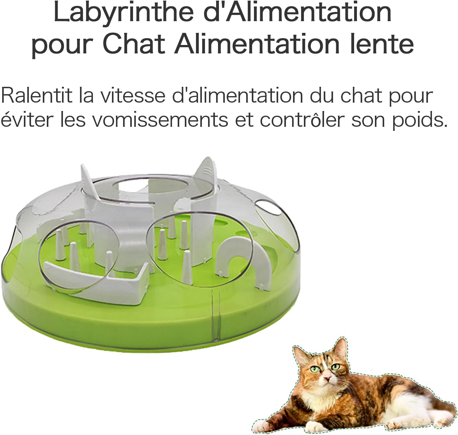 Gamelle Anti glouton pour Chat Rond ⌀ 30cm - Labyrinthe d'alimentation-Distributeur de friandises - Distributeur croquettes-Jouet intérieur