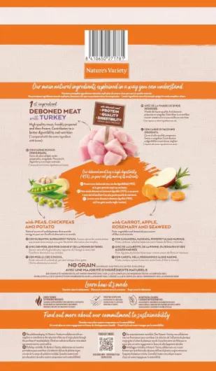Nature's Variety No Grain Croquettes pour Chats Stérilisés - Dinde - 7kg 7 kg (Lot de 1) Dinde Désossée