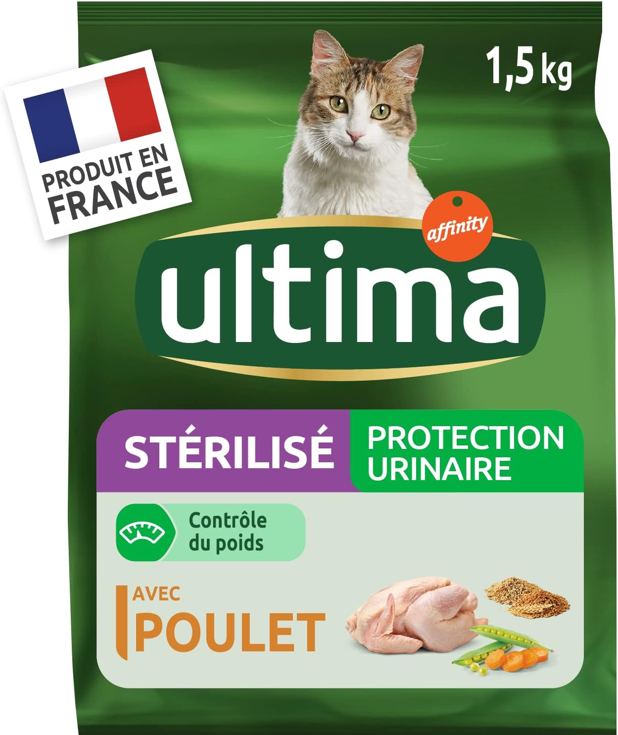 Croquettes pour Chat Stérilisé Protection Urinaire avec du Poulet - Pack 8 x 1,5kg Stérilisé Urinaire