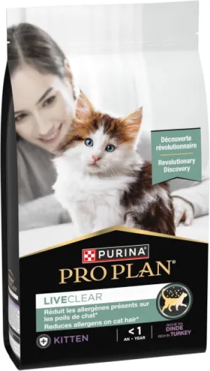 PURINA PRO PLAN - Liveclear - Chaton - Stérilisé - Croquettes Riches en Dinde - Réduit activement Les allergènes présents dans Les Poils de Chat - Sac - 1,4Kg (Lot de 2) Dinde 1.4 kg (Lot de 2)