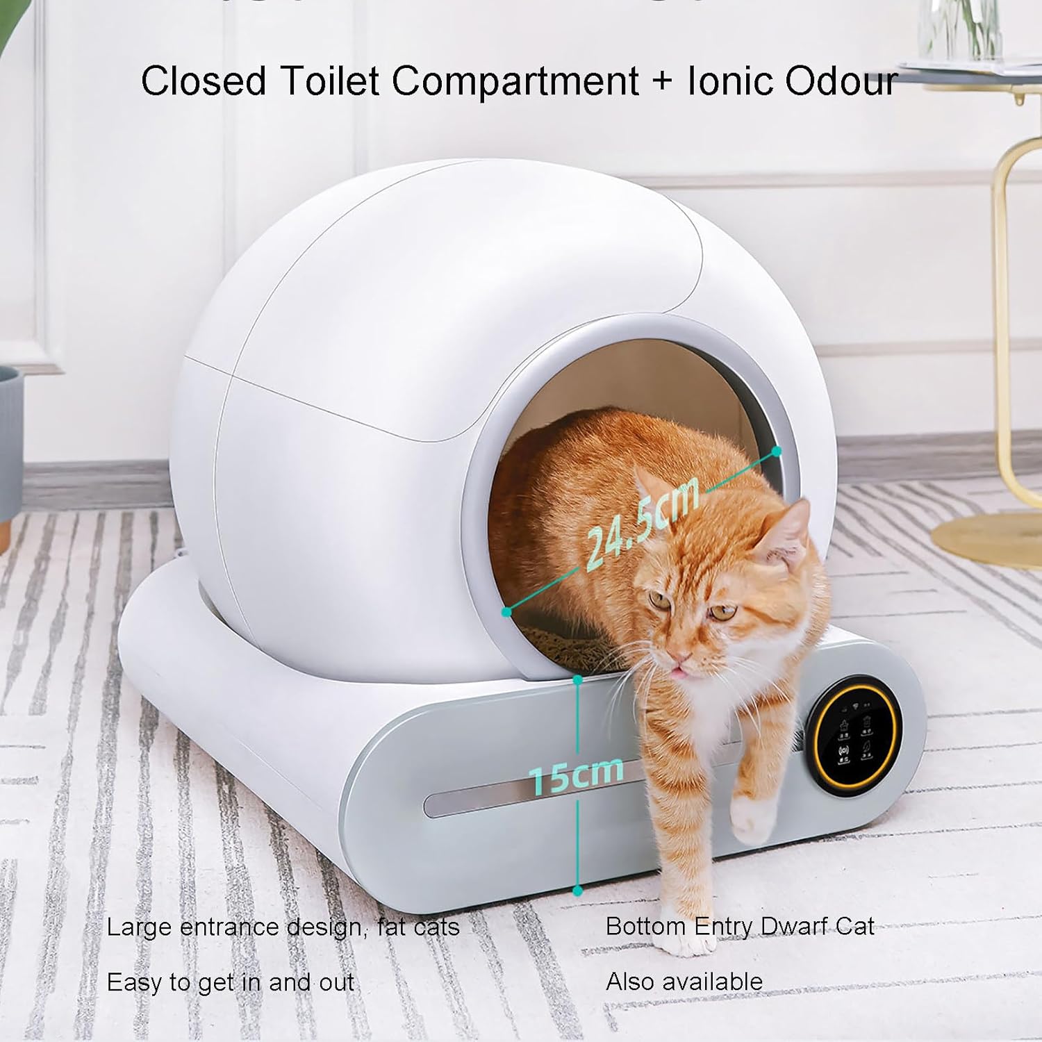 CcacHe Bac à litière autonettoyant, autonettoyant pour Chat avec contrôle APP, bac à litière Automatique, Moniteur de santé Intelligent/désodorisant ionique/Grande capacité pour Plusieurs Chats