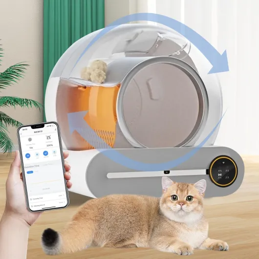 CcacHe Litière autonettoyante pour Chat, litière autonettoyante, Capacité Max 65L, contrôle des Applications et Alerte sûre et Moniteur de santé Intelligente, WiFi 2,4 GHz