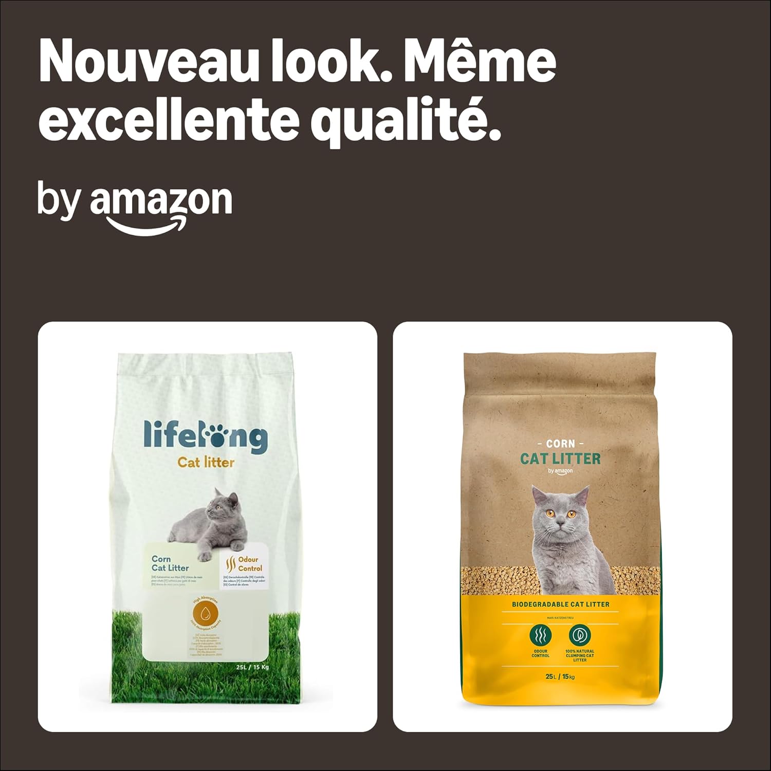 Litière pour Chat Agglomérante à Base de Maïs, sans Parfum, 25L (1 Paquet) jaune 25L