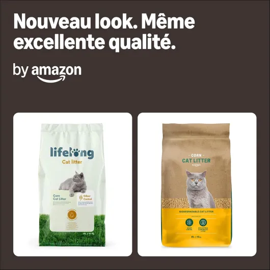 Litière pour Chat Agglomérante à Base de Maïs, sans Parfum, 25L (1 Paquet) jaune 25L