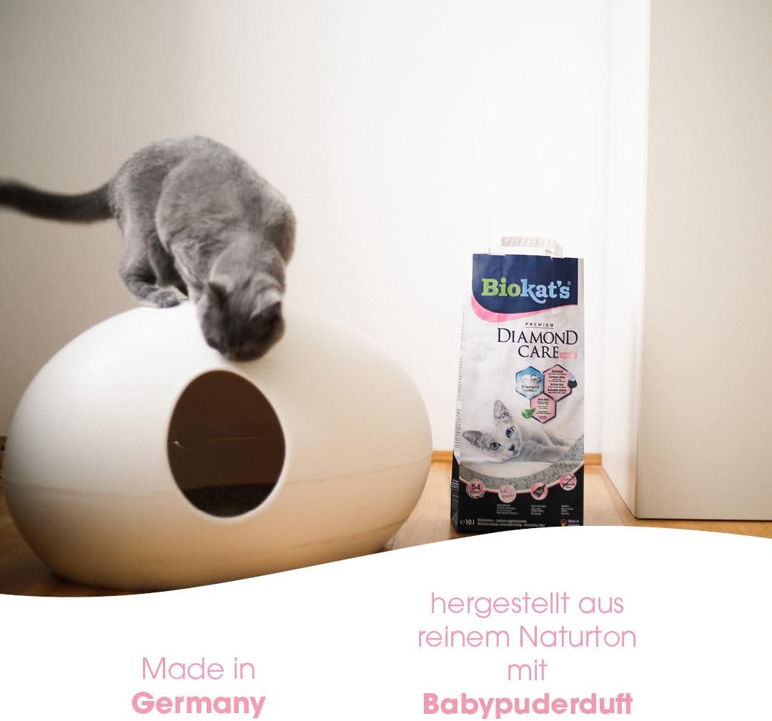 Biokat’s Diamond Care Fresh au parfum de talc - Litière fine pour chats au charbon actif et à l’Aloe vera - 1 sac (1 à 10 l) Fresh avec parfum