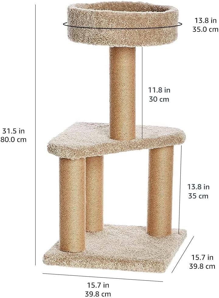 Arbre à chat avec griffoirs, pour la maison, beige, taille M (40 x 40 x 80 cm) Beige M - 80.0cm de hauteur