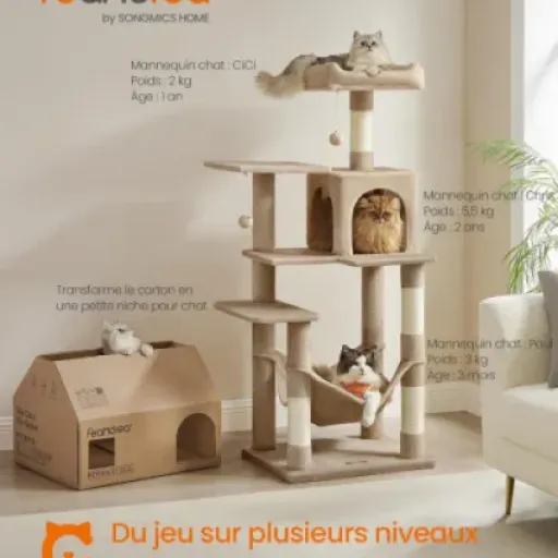 Test Feandrea Arbre à Chat 143 cm : un grand classique pas parfait mais bien fichu pour le prix