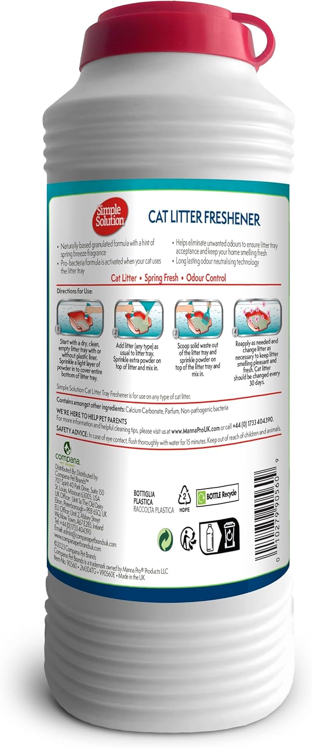 Parkside Simple Solution Rafraîchisseur de litière pour chat avec granules de nettoyage enzymatiques 600g Granulés 600 g (Lot de 1)