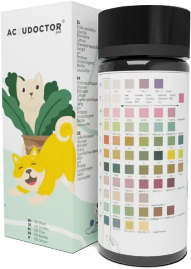 100 Bandelettes Accudoctor Test de Santé pour Chiens Chats 11 paramètres Cétones Protéines Glucose pH Sang Félins Analyse d'urine Canine urinaire Analyseur d'animaux de Compagnie Dog Cats
